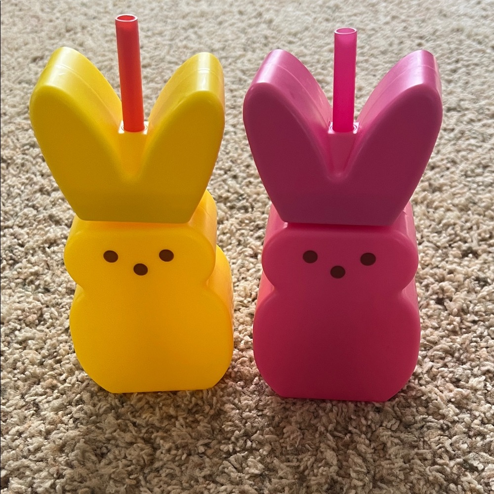 ❤️4/$10 Source Unknown Yellow and Pink Bunny Water Bottles